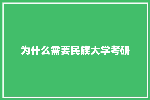 为什么需要民族大学考研