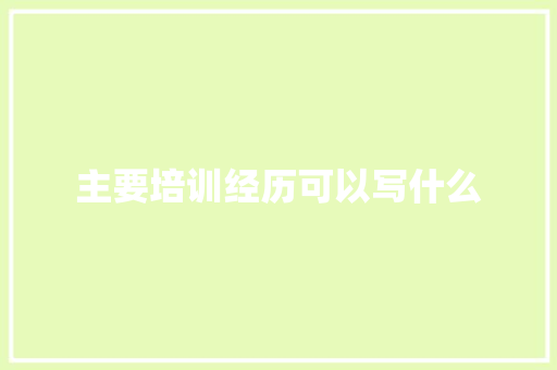 主要培训经历可以写什么