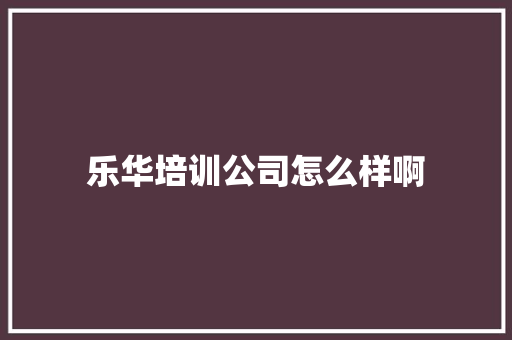 乐华培训公司怎么样啊