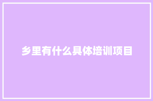 乡里有什么具体培训项目