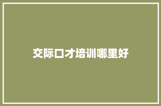 交际口才培训哪里好