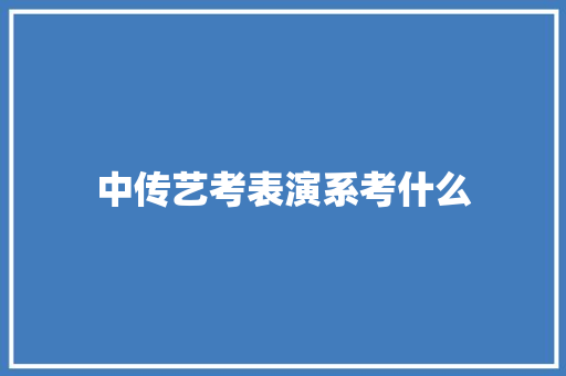中传艺考表演系考什么