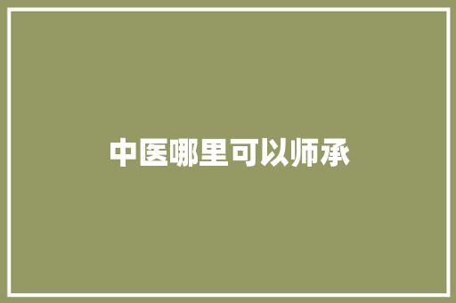 中医哪里可以师承
