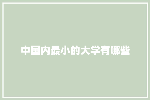 中国内最小的大学有哪些