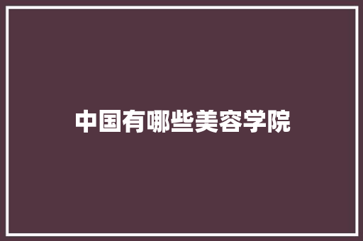 中国有哪些美容学院