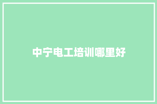 中宁电工培训哪里好