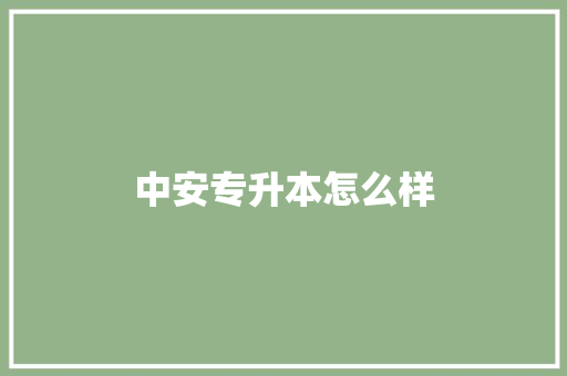 中安专升本怎么样