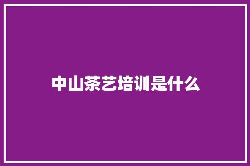 中山茶艺培训是什么