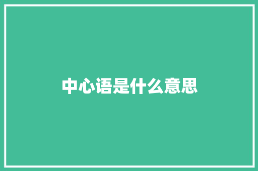 中心语是什么意思