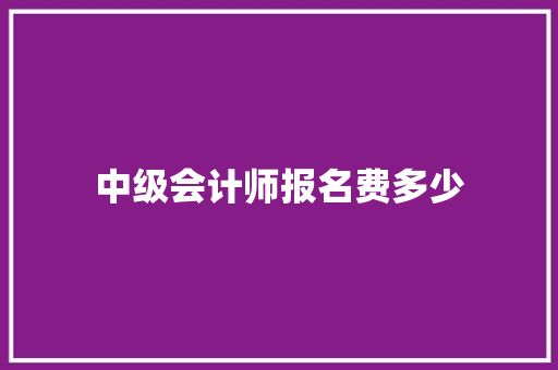 中级会计师报名费多少