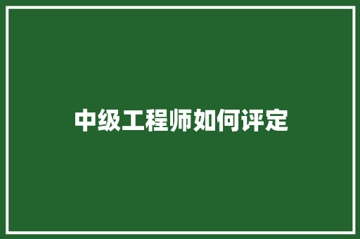 中级工程师如何评定