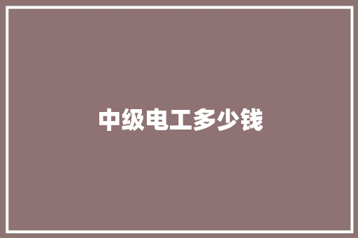 中级电工多少钱