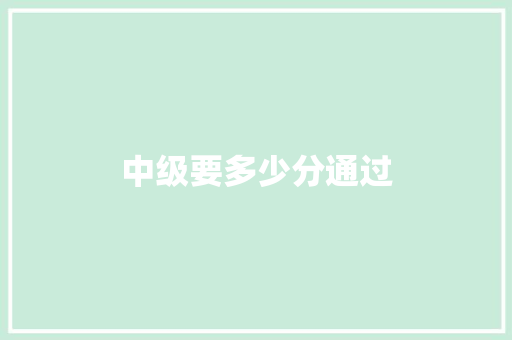 中级要多少分通过