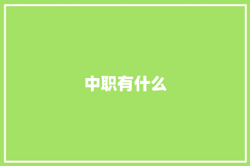 中职有什么 说明文范文