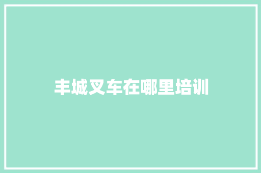 丰城叉车在哪里培训
