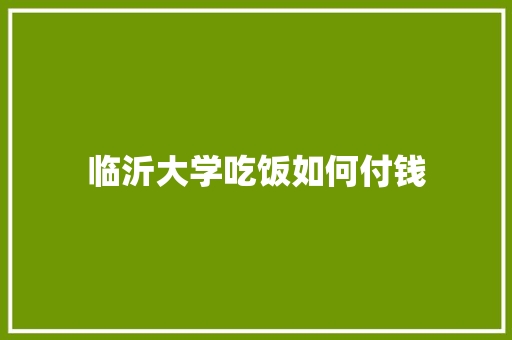 临沂大学吃饭如何付钱