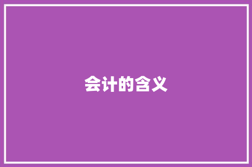 会计的含义