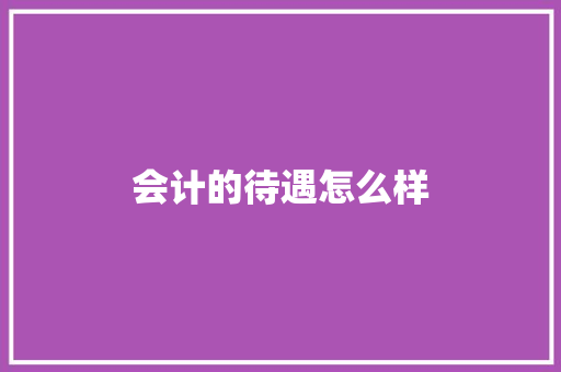 会计的待遇怎么样