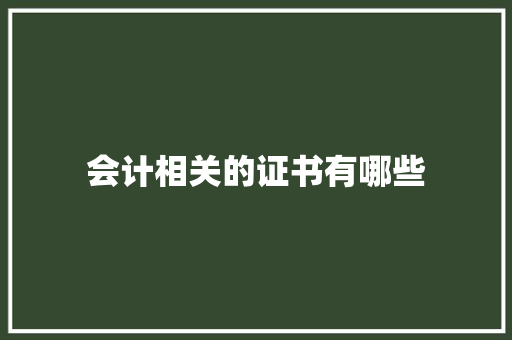 会计相关的证书有哪些