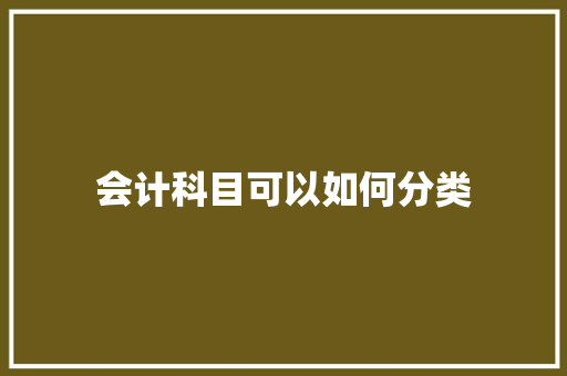 会计科目可以如何分类