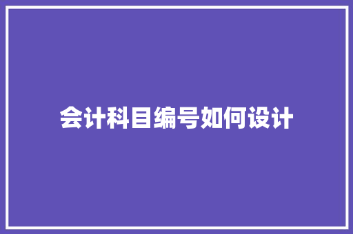 会计科目编号如何设计