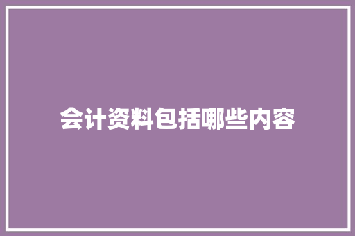 会计资料包括哪些内容