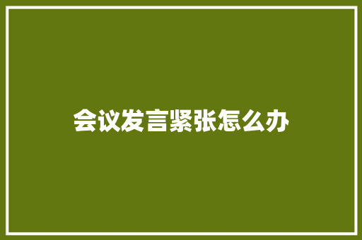 会议发言紧张怎么办 散文范文
