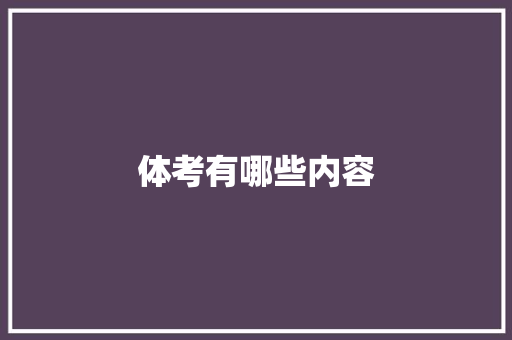 体考有哪些内容