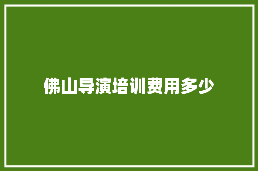 佛山导演培训费用多少