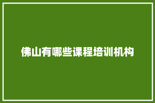 佛山有哪些课程培训机构