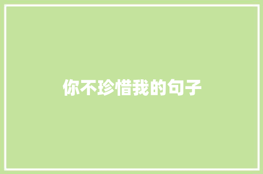 你不珍惜我的句子