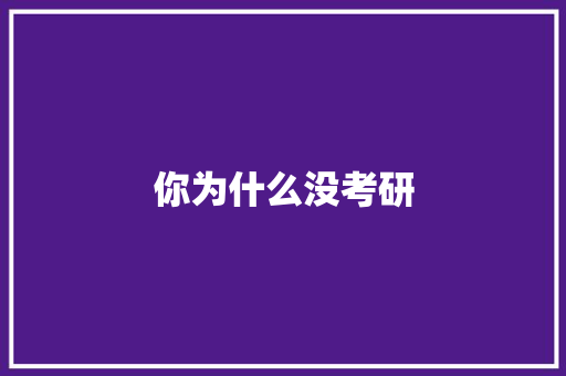 你为什么没考研