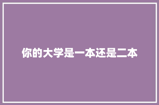 你的大学是一本还是二本