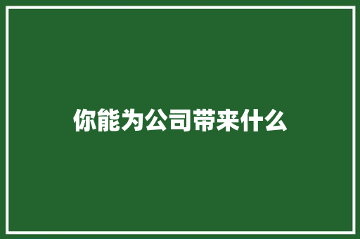 你能为公司带来什么