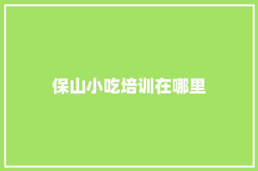 保山小吃培训在哪里