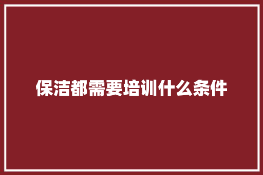 保洁都需要培训什么条件