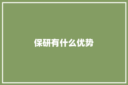 保研有什么优势