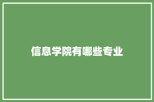 信息学院有哪些专业