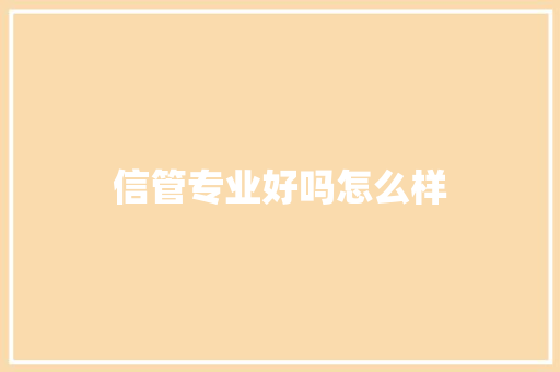 信管专业好吗怎么样
