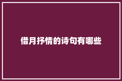 借月抒情的诗句有哪些