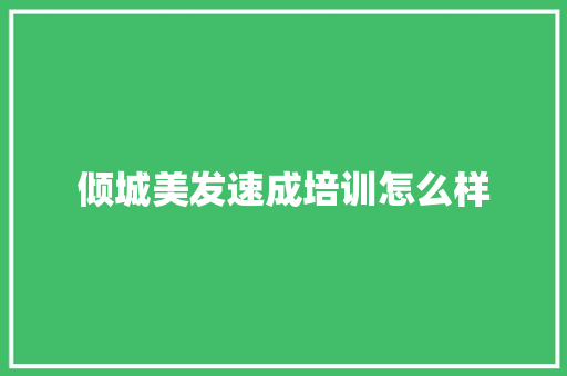 倾城美发速成培训怎么样