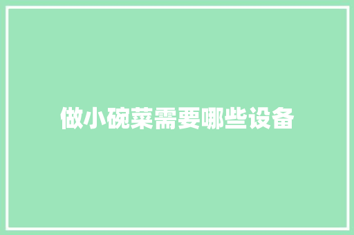 做小碗菜需要哪些设备