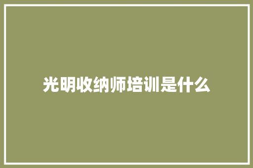 光明收纳师培训是什么