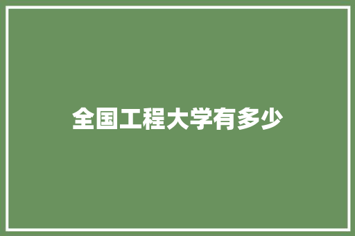 全国工程大学有多少