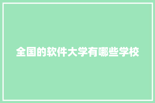 全国的软件大学有哪些学校