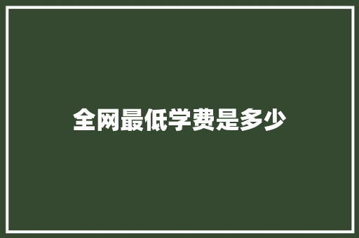 全网最低学费是多少