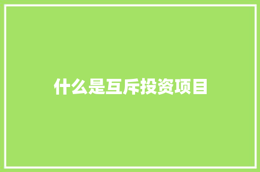 什么是互斥投资项目