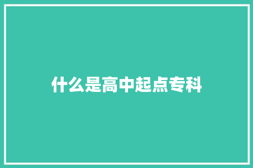 什么是高中起点专科 简历范文