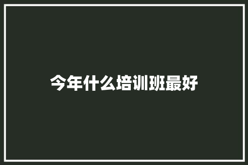今年什么培训班最好