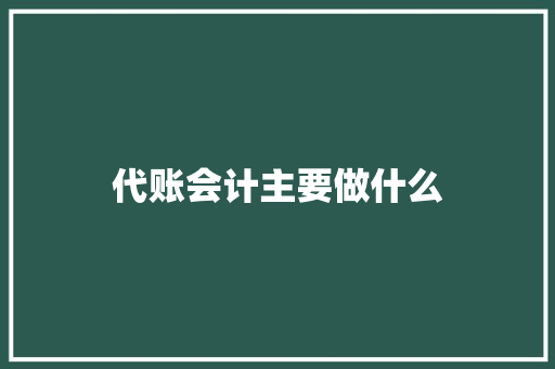 代账会计主要做什么